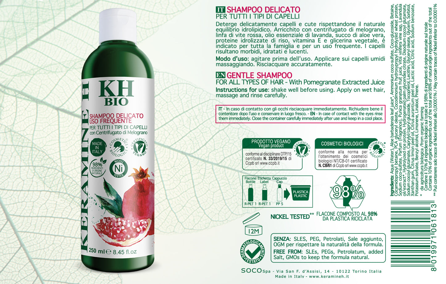 Shampoo Delicato Bio Keramine-H (Linea Bio)