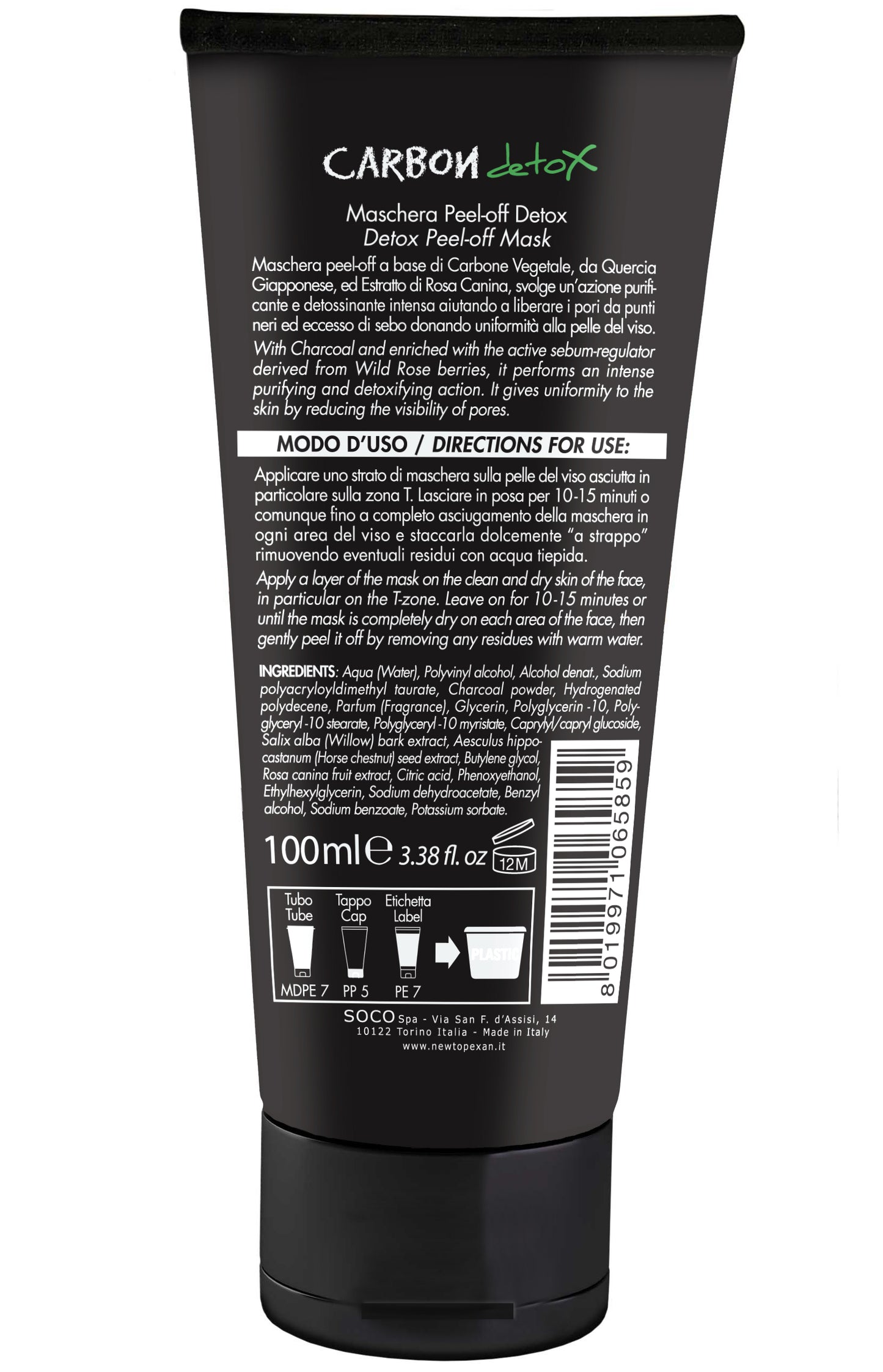 Maschera Peel-Off Carbon Detox Topexan