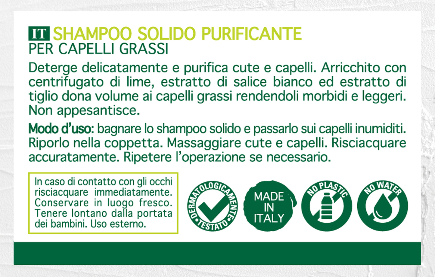 Shampoo Solido Purificante Bio Keramine-H (Linea Bio)