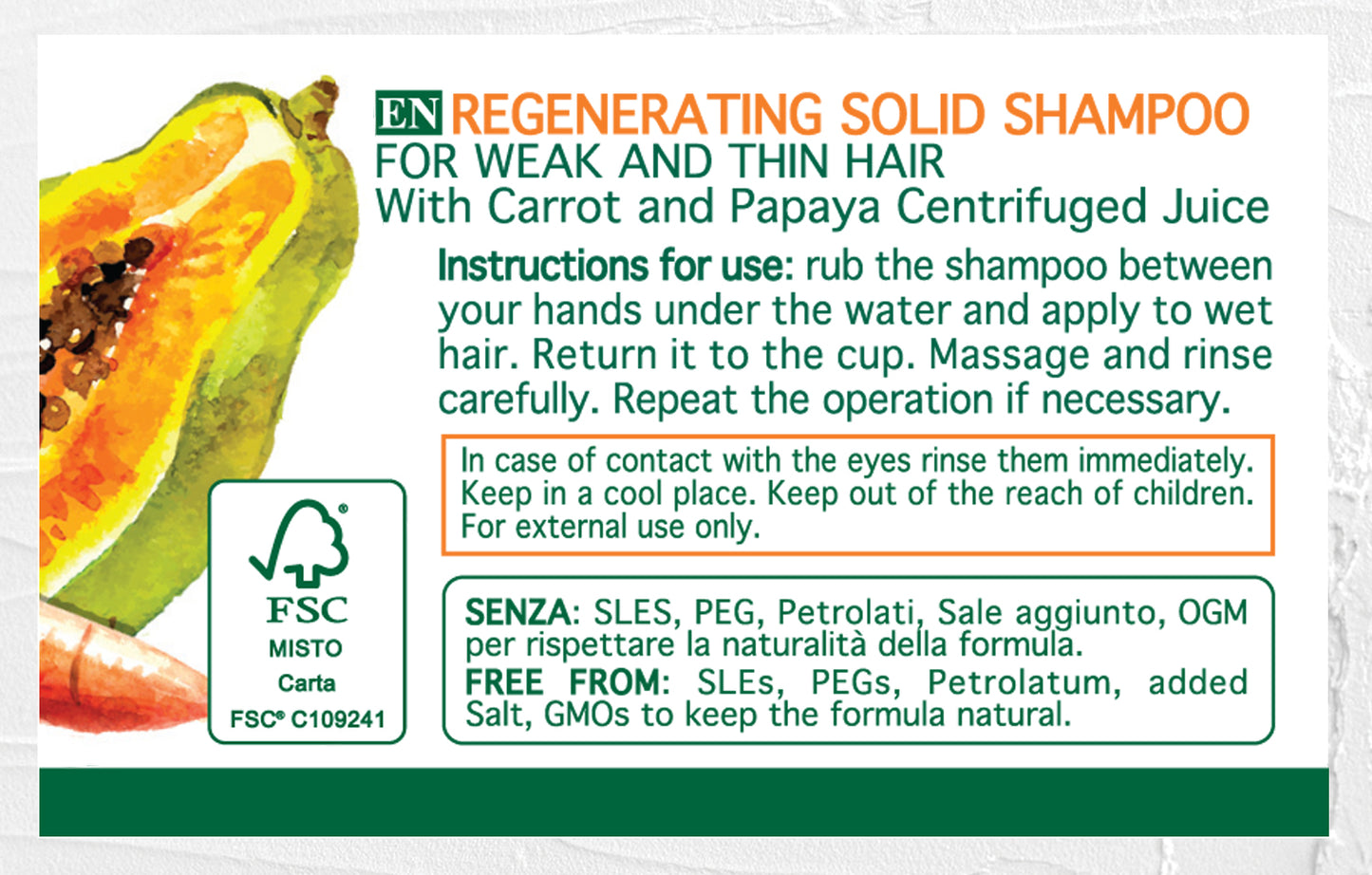 Shampoo Solido Rigenerante Bio Keramine-H (Linea Bio)