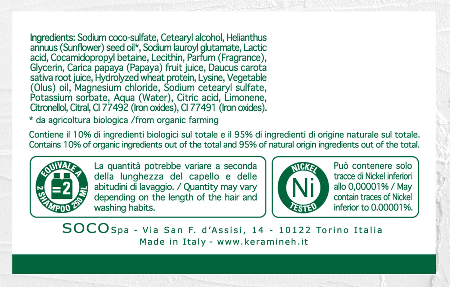 Shampoo Solido Rigenerante Bio Keramine-H (Linea Bio)