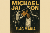 Crea un immagine vera di MICHAEL JACKSON aggiungendo la scritta del nome. Aggiungi più piccola la scritta FLAG MANIA