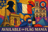 crea un mix di immagini dai colori vivaci che esalti FRANCIA e la sua storia. Inserisci la bandiera e altre immagini e scrivi available on FLAG MANIA