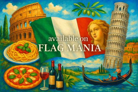 crea un mix di immagini dai colori vivaci che esalti ITALY e la sua storia. Inserisci la bandiera e altre immagini e scrivi available on FLAG MANIA

