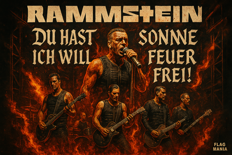 Crea un mix di immagini dei RAMMSTEIN aggiungendo la scritta del nome e qualche hit... sii bravissimo!! . Aggiungi più piccola la scritta FLAG MANIA