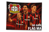 crea una bella immagine che esalta BAYER LEVERKUSEN calcio. Inserisci il logo della squadra, immagini delle leggende Kirsten Ballack e Wirtz, e aggiungi la scritta "on sale on FLAG MANIA"